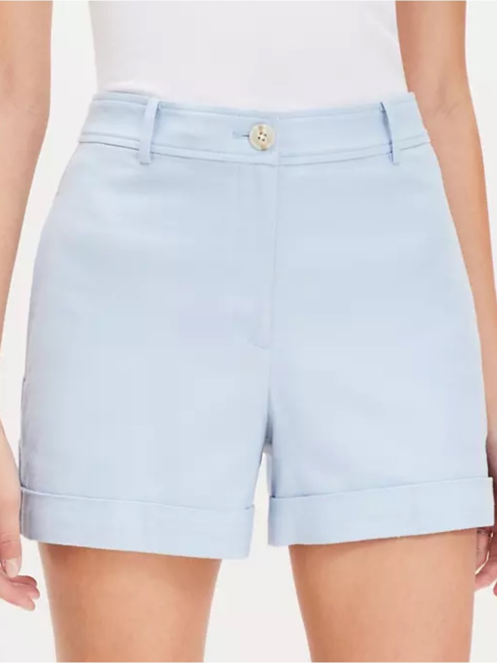 LOFT Pale Blue Rolled-Hem Bermuda Shorts